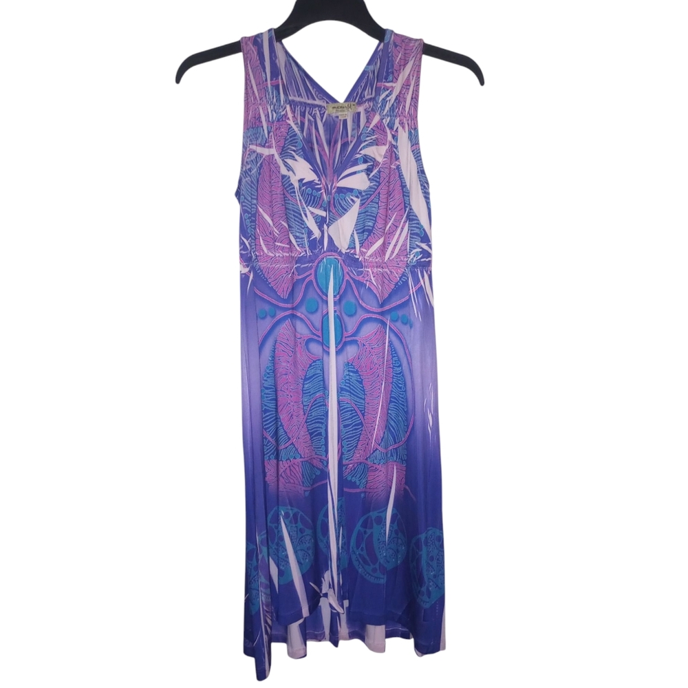 Purple and Blue Sleeveless Dress